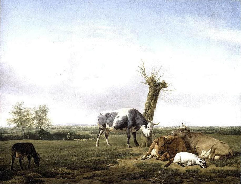 Cattle and Goats in a Meadow by Adriaen van de Velde — Oil Painting Reproduction