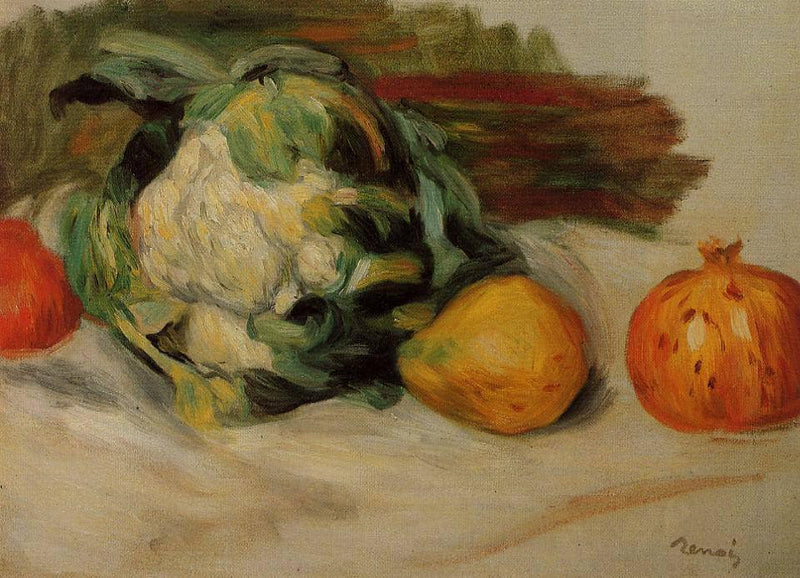 Cauliflower and Pomegranates by Pierre-Auguste Renoir — Oil Painting Reproduction