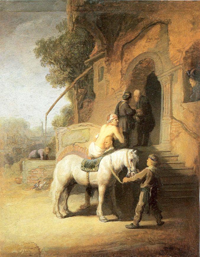 Charitable Samaritan (also known as The Good Samaritan) by Rembrandt — Oil Painting Reproduction