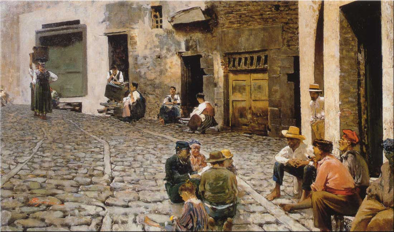 Chiacchiere a Riomaggiore by Telemaco Signorini — Oil Painting Reproduction