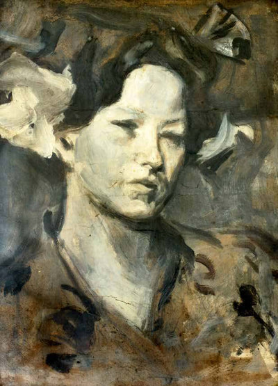 Chiaroscuro female portrait in home office