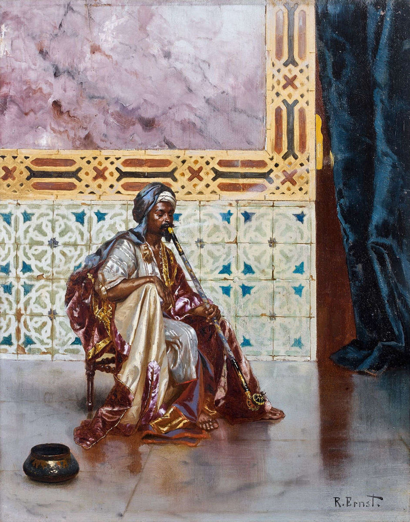 Chibouk smoker by Rudolf Ernst — Oil Painting Reproduction
