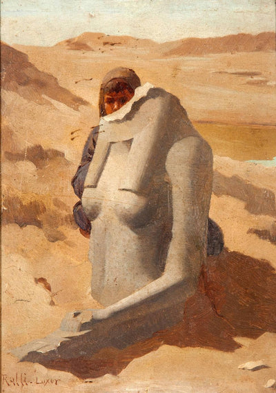 Child behind a statue in kitchen