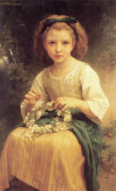 Child Braiding A Crown in hallway
