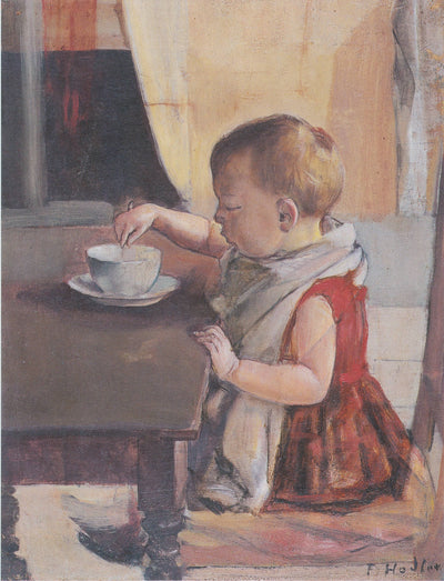 Child by the table in living room