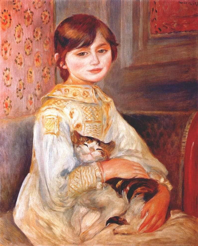 Child with Cat (Julie Manet) by Pierre-Auguste Renoir — Oil Painting Reproduction