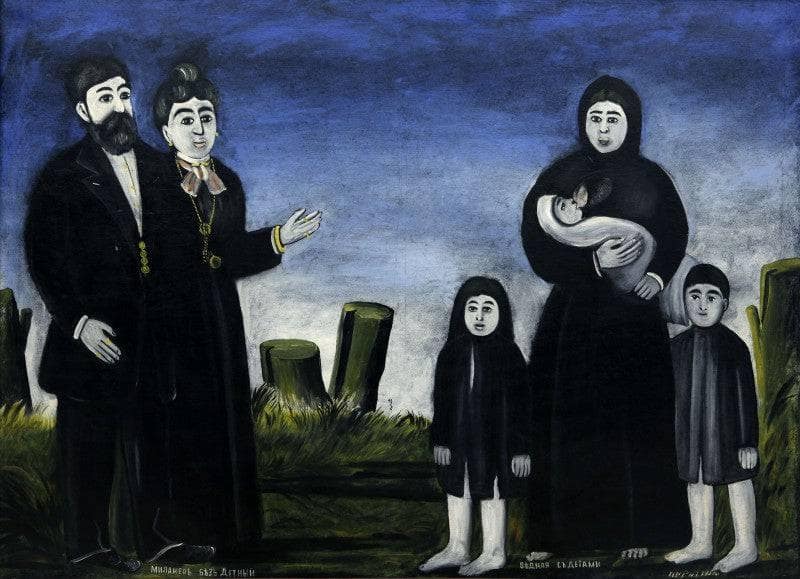 Childless millionaire and the poor with children by Niko Pirosmani — Oil Painting Reproduction
