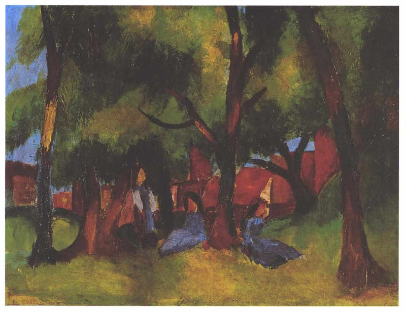 Children and sunny trees by August Macke — Oil Painting Reproduction