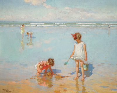 Children by the sea in apartment