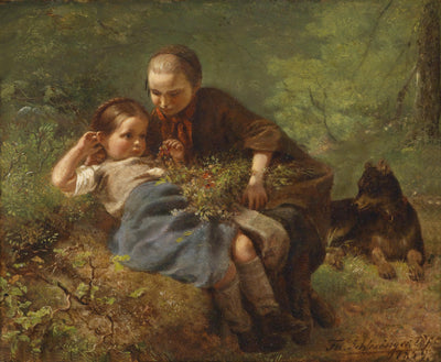 Children in the woods in hallway