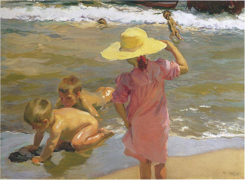 Children on the seashore by Joaquín Sorolla — Oil Painting Reproduction