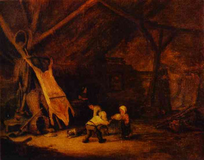 Children Playing in a Barn in master bedroom