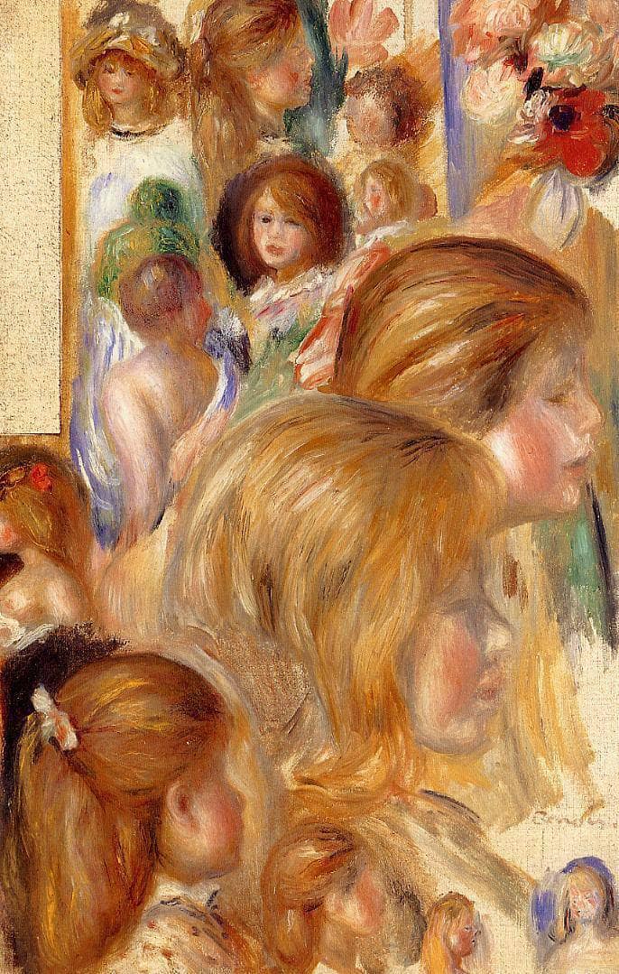 Children`s Heads by Pierre-Auguste Renoir — Oil Painting Reproduction