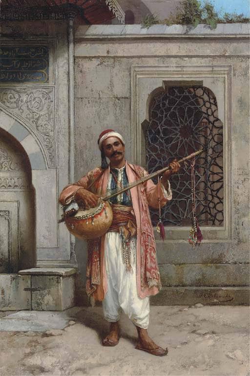 Musician in Constantinople by Stanislaw Chlebowski — Oil Painting Reproduction
