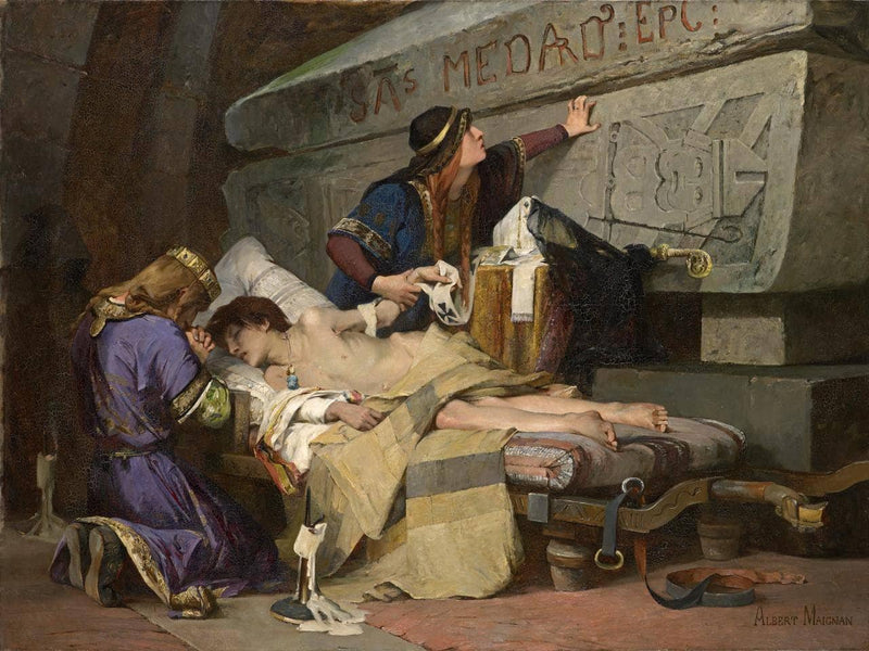 Chlodobert's last moments by Albert Maignan — Oil Painting Reproduction