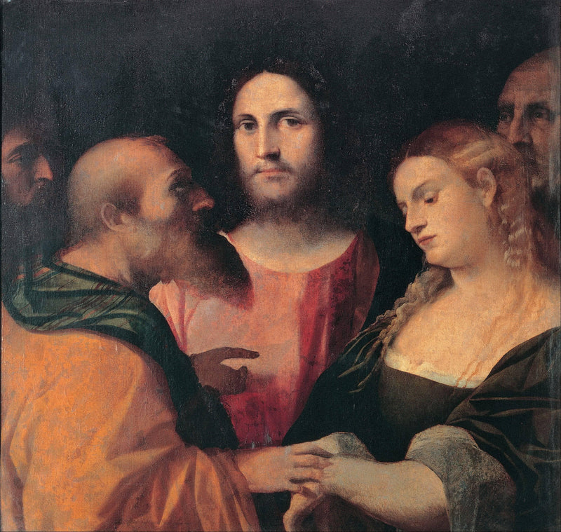 Christ and the adulteress by Palma Vecchio — Oil Painting Reproduction