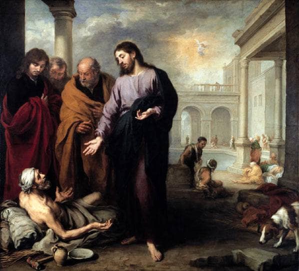 Christ at the Pool of Bethesda by Bartolome Esteban Murillo — Oil Painting Reproduction