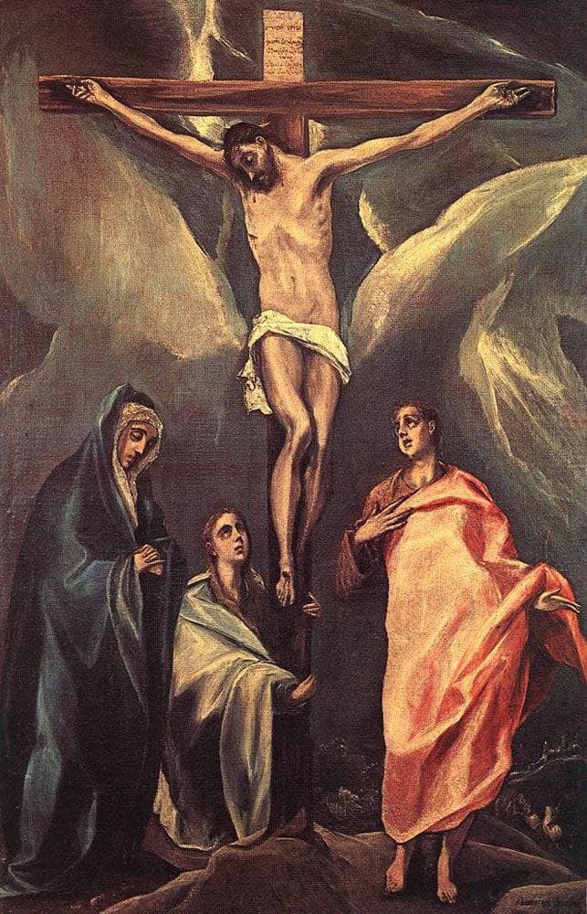 Christ on the cross with two Maries and St. John by El Greco — Oil Painting Reproduction