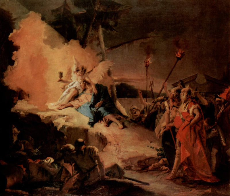 Christ on the Mount of Olives and the angel with the cup of suffering by Giovanni Battista Tiepolo — Oil Painting Reproduction