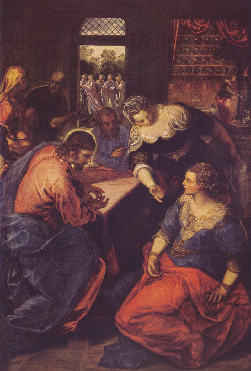 Christ with Mary and Martha by Tintoretto — Oil Painting Reproduction