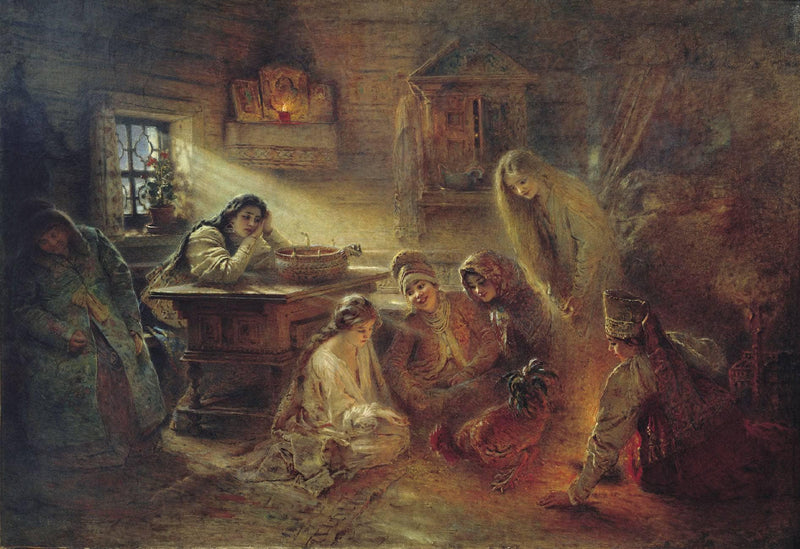 Christmas Fortune Telling by Konstantin Makovsky — Oil Painting Reproduction