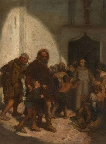 Christopher Columbus arriving at the Rabida Convent by Alfred Dehodencq — Oil Painting Reproduction