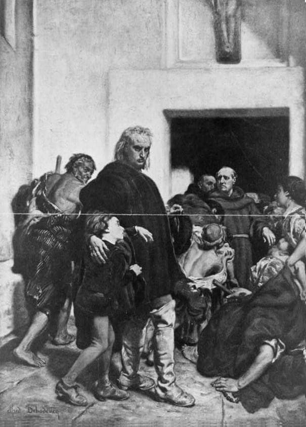 Christopher Columbus at the Monastery of Rabida by Alfred Dehodencq — Oil Painting Reproduction