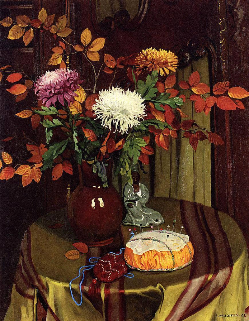 Chrysanthemums and Autumn Foliage by Felix Vallotton — Oil Painting Reproduction