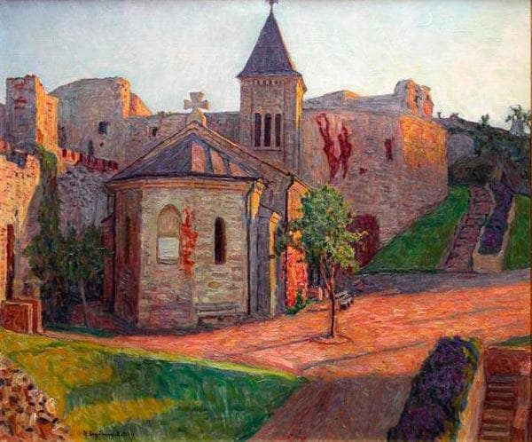 Church View by Nikolay Bogdanov-Belsky — Oil Painting Reproduction
