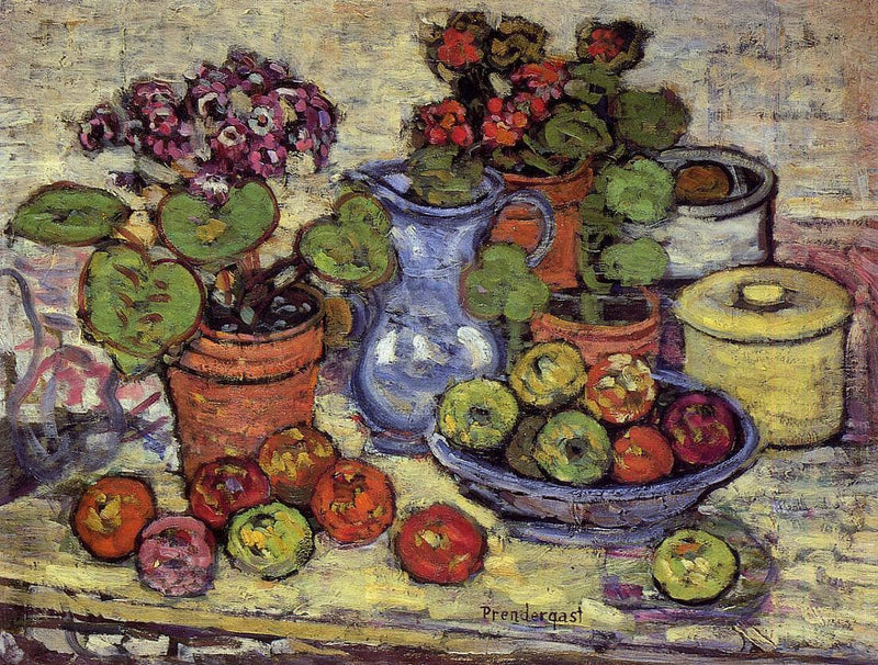 Cinerarias and Fruit by Maurice Prendergast — Oil Painting Reproduction