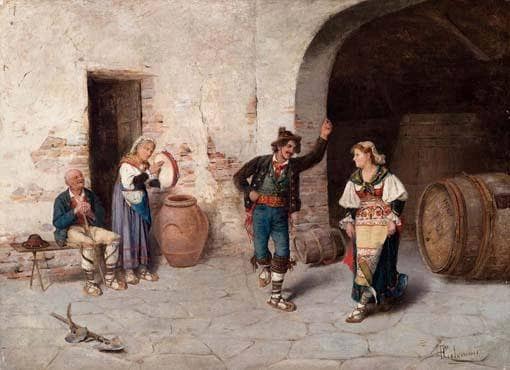 Ciociara ''Saltarello'' dance by Pasquale Celommi — Oil Painting Reproduction
