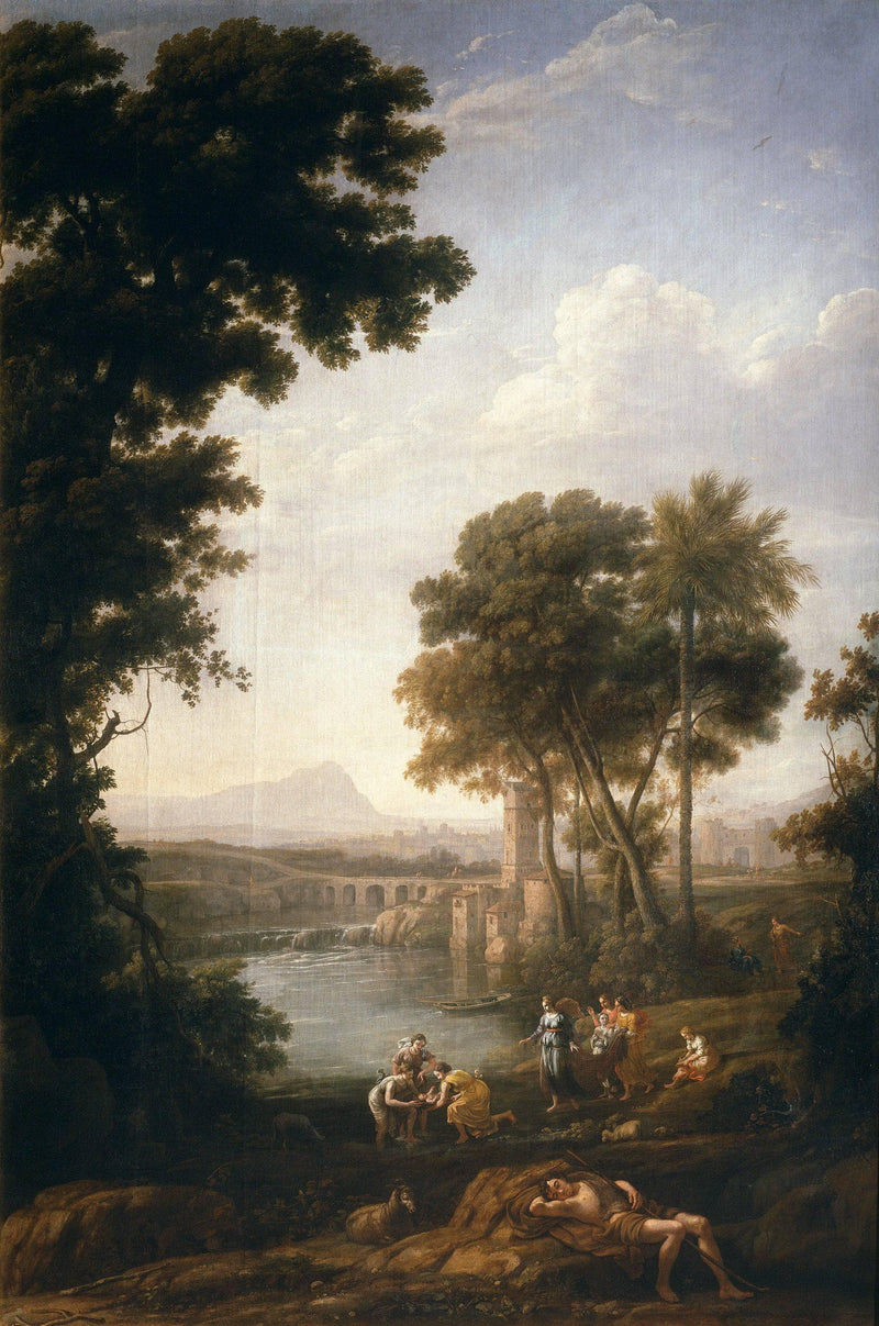 Landscape with the finding of Moses by Claude Lorrain — Oil Painting Reproduction