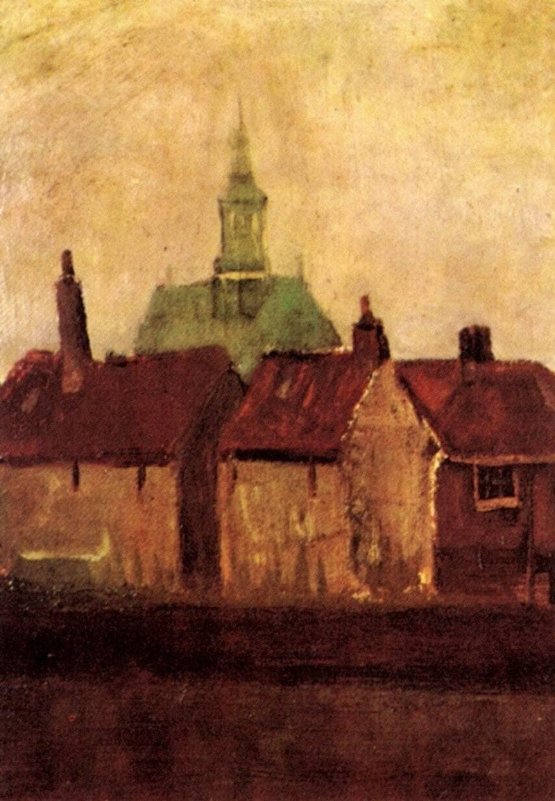 Cluster of Old Houses with the New Church in The Hague by Vincent van Gogh — Oil Painting Reproduction