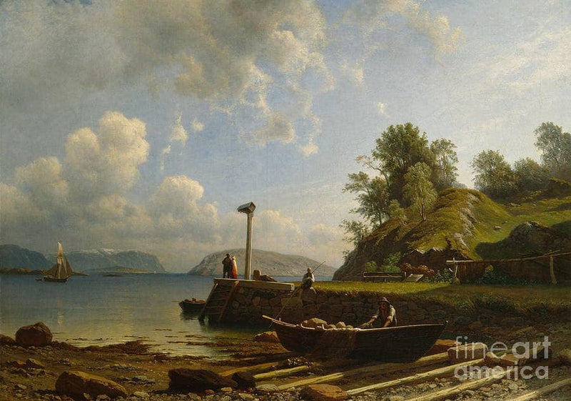 Knud Baade Coast landscape with houses by Knud Baade — Oil Painting Reproduction