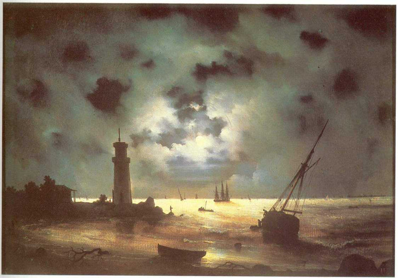 Coast of sea at night by Ivan Aivazovsky — Oil Painting Reproduction