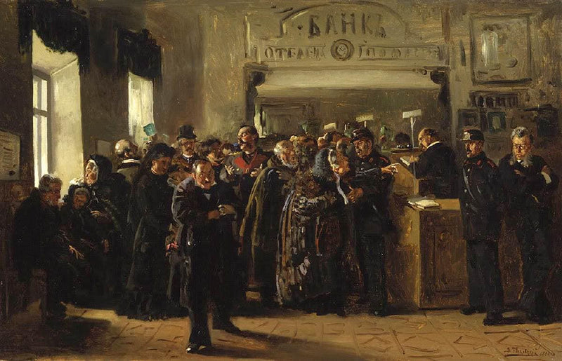 The Collapse of a Bank (study) by Vladimir Makovsky — Oil Painting Reproduction