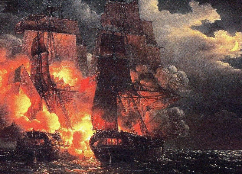 Combat Naval En Vue Des Îles De Loz, 7 Février 1813 by Louis-Philippe Crépin — Oil Painting Reproduction