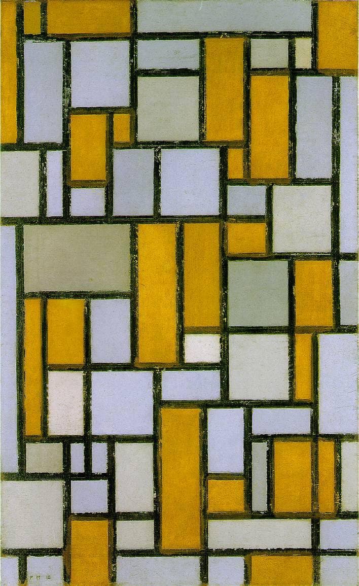Composition with Gray and Light Brown by Piet Mondrian — Oil Painting Reproduction