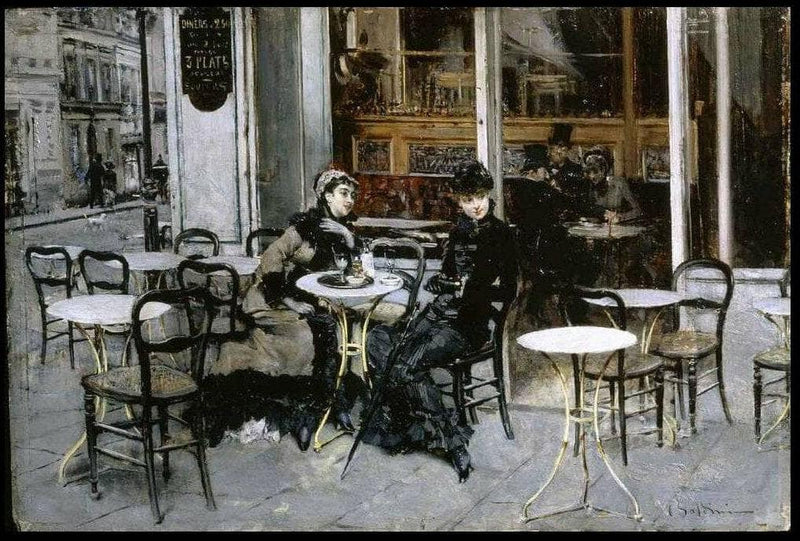Conversation at the Cafe by Giovanni Boldini — Oil Painting Reproduction