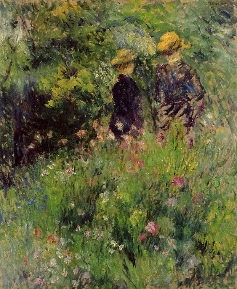 Conversation in a Rose Garden by Pierre-Auguste Renoir — Oil Painting Reproduction