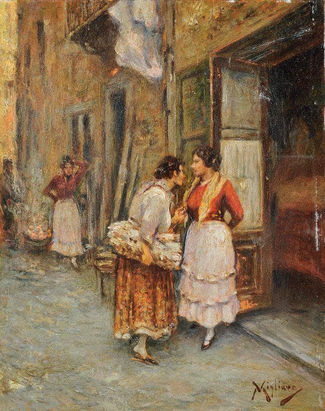 Conversation by Vincenzo Migliaro — Oil Painting Reproduction