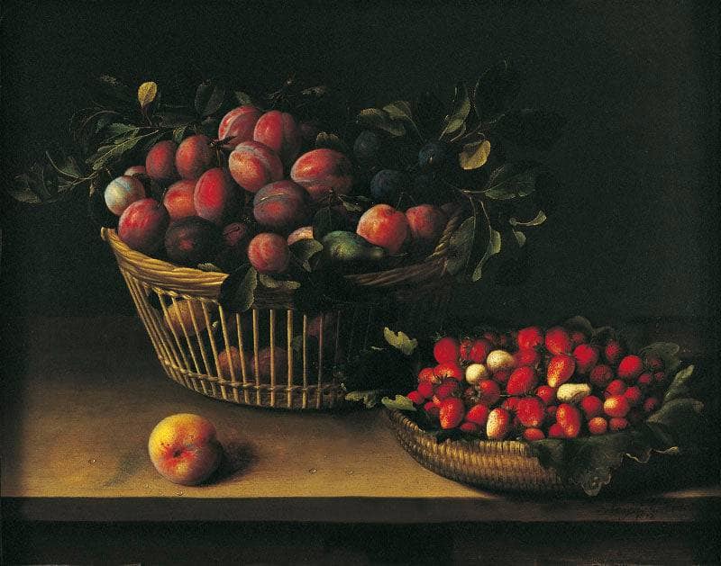 Corbeille de prunes et panier de fraises by Louise Moillon — Oil Painting Reproduction