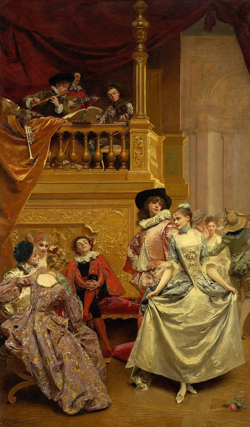 Costume ball. Minuet by Gustave Jacquet — Oil Painting Reproduction
