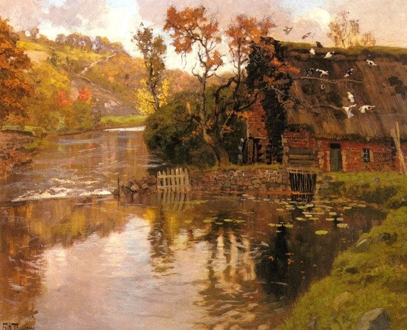 Cottage by a Stream by Frits Thaulow — Oil Painting Reproduction