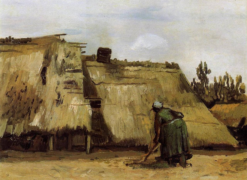 Cottage with Woman Digging by Vincent van Gogh — Oil Painting Reproduction