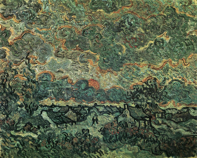Cottages and Cypresses: Reminiscence of the North by Vincent van Gogh — Oil Painting Reproduction