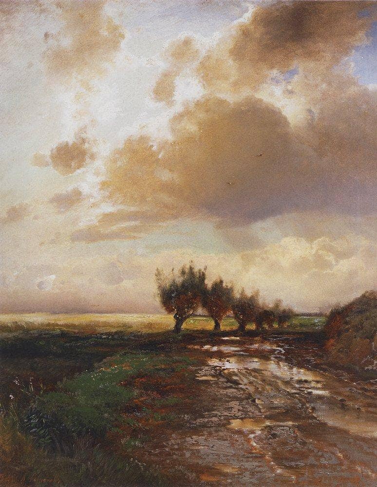 Country road by Aleksey Savrasov — Oil Painting Reproduction