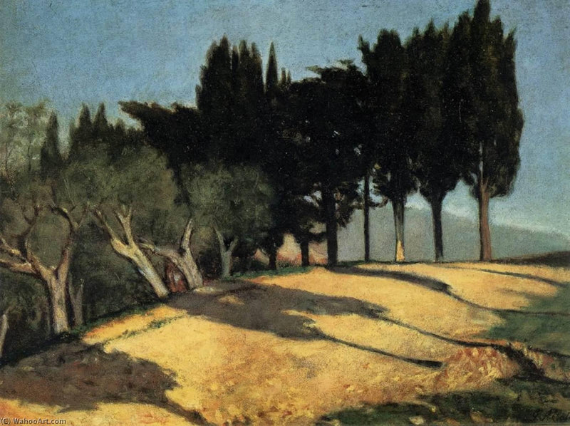 Country Road with Cypresses by Giuseppe Abbati — Oil Painting Reproduction