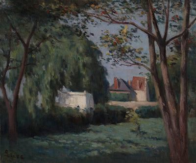 Country Scene with Three Houses and Trees in bedroom