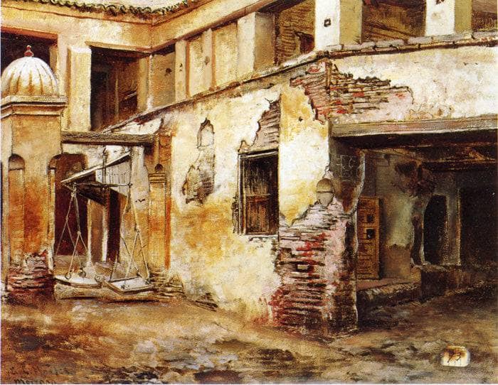 Courtyard in Morocco by Edwin Lord Weeks — Oil Painting Reproduction